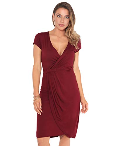 KRISP Vestido Moda Mujer Fruncido, Granate (6678), 42, 6678-WIN-14