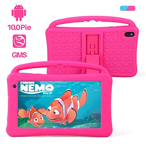 Tableta para Niños Pantalla IPS De 7 Pulgadas Quad-Core Android 10.0 2GB Ram 32GB ROM Google Play Preinstalado con Estuche A Prueba De Azul GMS Certificado Regalo Juguete para Niños (Rosa)