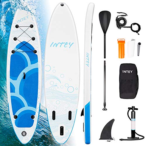 INTEY Tabla Paddle Surf Hinchable 305×76×15cm, Sup Paddle Remo Ajustable, Tabla Stand Up Paddle Board, Bomba de Doble, Seguridad – Modelo Onaga