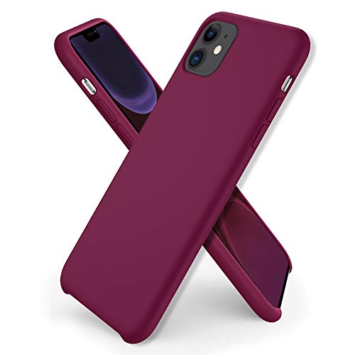 ORNARTO Funda Silicone Case para iPhone 11, Carcasa de Silicona Líquida Suave Antichoque Bumper para iPhone 11 (2019) 6,1 Pulgadas-Vino Rojo