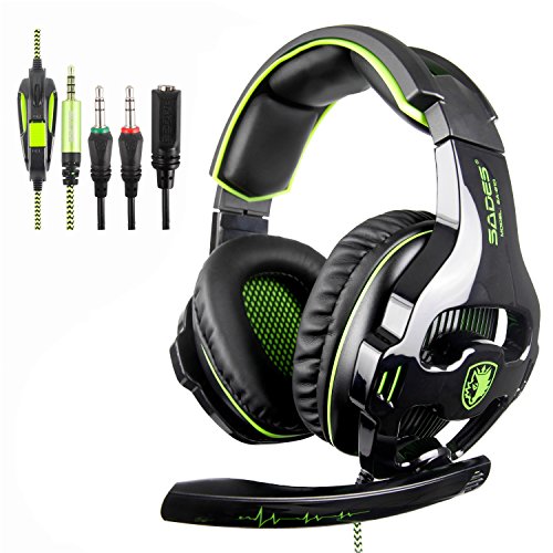 Sades SA810 Auriculares Gaming - 3.5mm Cancelación De Ruido Gaming Headset, Juego Auriculares con micrófono para Nueva Xbox One PS4 portátil Mac Tablet