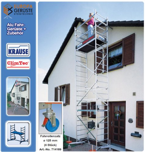 Krause ClimTec Aluminio conducción Andamio Ah 6.0 m/m. 125 mm de diámetro de conducción Ruedas