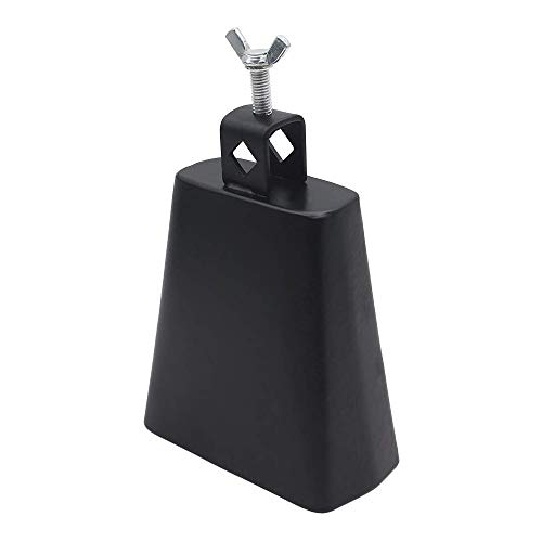 MINGZE 7 Pulgadas Cencerro, Negro Musicales Cencerros Percusion de Mano Cowbell Metal Accesorios para Batería Cencerro standard Cowbell martillado y cepillado