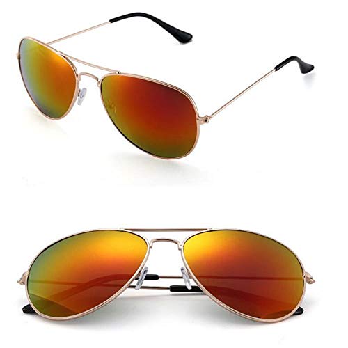 MOJINGYAN Gafas de Sol Gafas de Sol Estilo Aviador Hembra Hembra Naranja Moda Retro Gafas de Espejo con Marco de Metal Femenino Bow Gafas de Sol