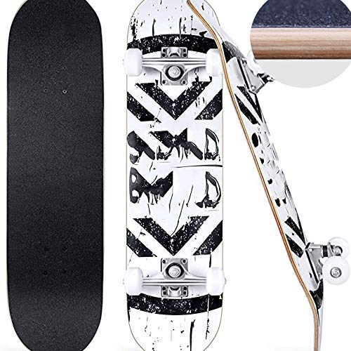 QYL Skateboard Complete 31x7 Inches Double Kick Trick Skateboards Cruiser Beginners Longboard with Maple Deck Adult Boys Girls Skateboard