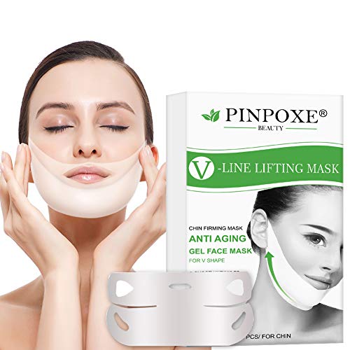 V Face Mask, Double Chin Reducer, Mascarilla Reafirmante Facial, Mascarilla Adelgazante, 4D Forma V Oreja Colgada Pasta Hidrogel Reparadora Facial Barbilla Levante La Máscara Anti Arrugas