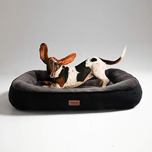 Bedsure Cama para Perros Pequeños Lavable M - Colchon Perro Cómoda de Felpa Muy Suave - Sofá de Perro 81x58x18cm,Negro