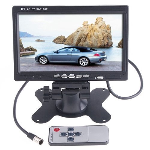BW 7 pulgadas HD 800 * 480 TFT Color LCD Monitor de coche Car Rear View Cámara de apoyo para la cabeza Monitor DVD VCR de control remoto Monitor de apoyo Rotación de la pantalla y 2 AV entrada