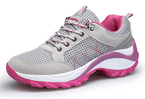 DAFENP - Zapatillas de deporte para mujer, transpirables, ligeras, de malla, color Gris, talla 35 EU