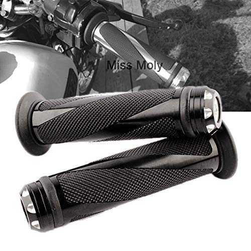 Puño de Manillar Moto, Universal 7/8" Puño Aluminio de Motocicleta Manillar (Negro)