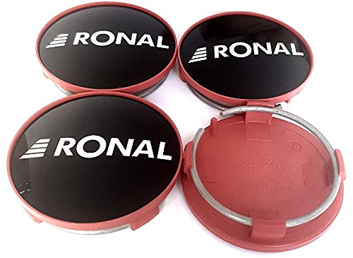 Ronal 4 x Original 62,2 mm Buje Tapa Buje Tapa Negro Brillante Borde Rojo Center Cap Tapa Llanta Tapa