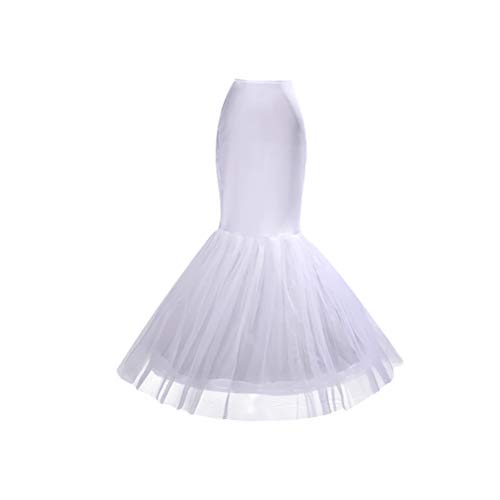 BESTOYARD Vestido de Novia de Sirena con Cola de Pescado Blanca Enagua Nupcial se desliza la Falda (Blanco, Tamaño Libre)