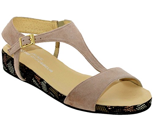 Brenda Zaro - Sandalias de Vestir de Terciopelo Mujer, Beige (Beige), 38 EU