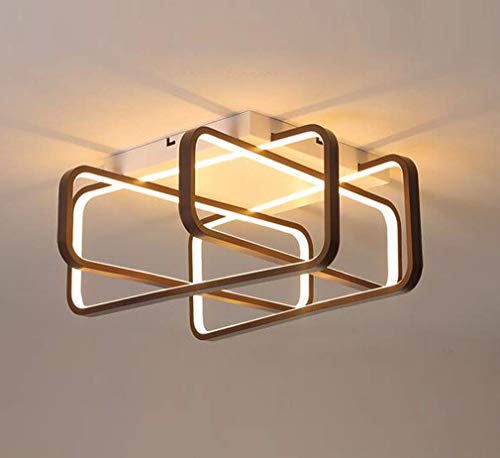 Giow Lámpara de Techo LED Regulable Lámpara de Techo de diseño geométrico Moderno L60 * W60cm Lámpara de Dormitorio para Sala de Estar 84W Moda Creativa Marrón Línea de Metal-Arte Iluminación DEC