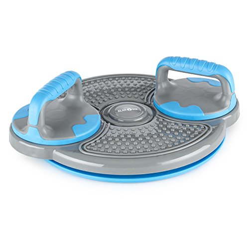 Klarfit Klartwist Power Twister Tabla de Equilibrio 3 en 1 Barras Push up (Plataforma Multifuncional, Entrenamiento Equilibrio y Fuerza, Mango extraíble Antideslizante, Apto Masaje, Azul)