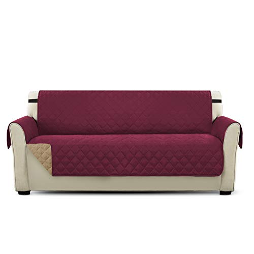 PETCUTE Cubre sofá Fundas de Sofa 3 plazas Protector de sofá o sillón, Dos o Tres plazas Vino Rojo