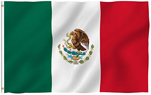 Anley Fly Breeze 90 x 150 cm Bandera México - Colores Vivos y Resistentes a Rayos UVA - Bordes Reforzados con Lona y Doble Costura - Mexicana MX Nacional Banderas Poliéster con Ojales de Latón