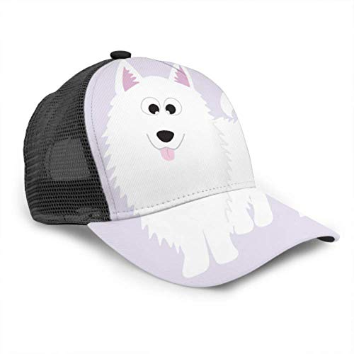 Gorra de béisbol Cachorro de Samoyedo Cachorro Blanco Esponjoso Malla Ajustable Gorra de béisbol Unisex Sombrero de Camionero Se Adapta a Hombres Mujeres Sombrero