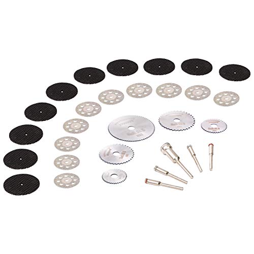 GOXAWEE Mini Disco Corte Diamante & Mini Hoja de Sierra Circular HSS & Mini Disco de Corte de Resina （3mm Mandril）para Cortar Madera Piedra Metal - Paquete de 30 Piezas