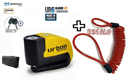 URBAN - Candado de disco UR6 con Alarma 6mm 120dba + REGALO Cable Reminder antiolvido