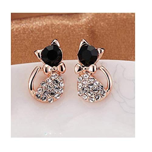 NOBRAND Pendientes de Moda Joyas de Cristal Pendientes de Gato de Diamantes de imitación Bonitos Pendientes de botón de Gato Lindo para Mujeres Regalo de niñas