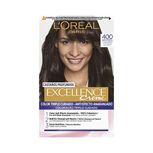 L'Oreal Paris Excellence Castaños Profundos Tinte Permanente Tono 400 Castaño Profundo