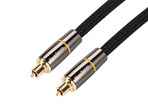 Mountbatten Cable de Audio óptico Digital Toslink Lead para [S/PDIF] Home Theater, Sony Samsung LG Philips, Apple TV, PS4 Xbox Playstation. Braided Fiber Cable con Gold Plated Metal Connectors.