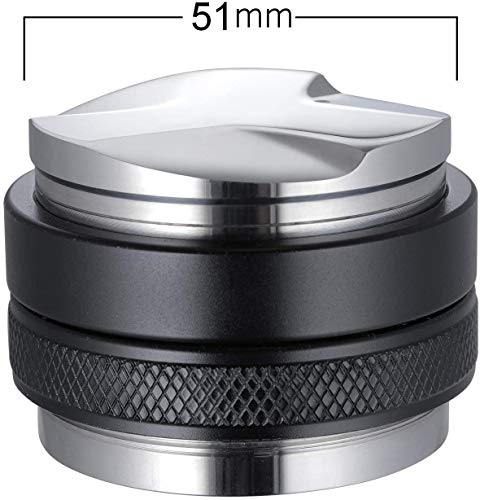 NEOUZA Distribuidor de café de 51mm y sabotaje 2 en 1,nivelador de espresso de doble cabezal para portafiltros Delonghi Breville de 51mm,profundidad ajustable