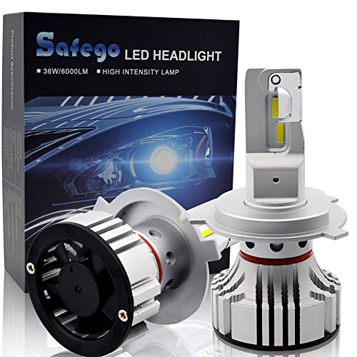 H4 LED Faro Bombillas Kit - Safego 72W LED Chips 6000LM LED Coche Kit de Conversión Reemplazo Para Lámparas Halógenas o Bombillas HID 12V F2-YD-H4