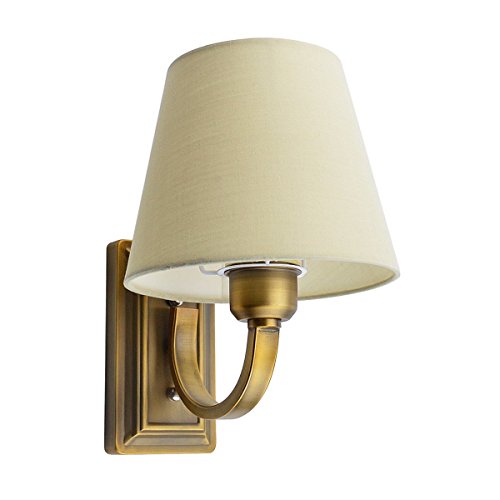 GLW E14 Vintage Lámpara de Pared,Metal de Tela de Lino,Lámpara de Pared de Decoración del Hogar Vintage,Adecuado para sala de estar, dormitorio, pasillo, escaleras(Sin bombilla)
