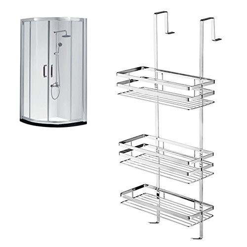 Hengmei - Gran organizador de cuarto de baño y cocina para colgar, estante de ducha, de acero inoxidable