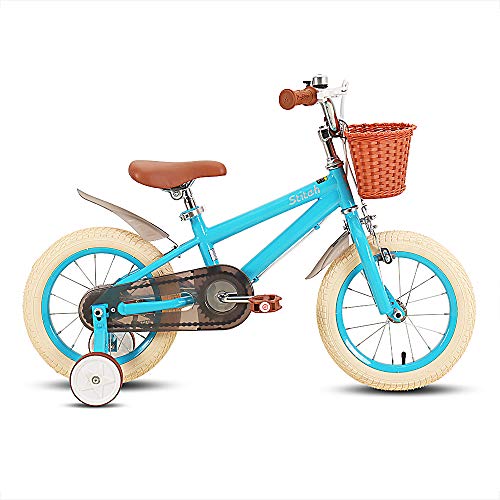 STITCH Bicicleta infantil de 16 pulgadas para niñas y niños de 3 a 5 años, 14 pulgadas, bicicleta infantil con ruedas de entrenamiento y frenos de mano, color azul