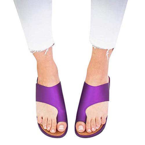 Comtervi - Sandalias para Mujer 2019, Sandalias de Verano con Plataforma cómoda, Sandalias de Playa de Verano, Zapatos de Viaje semiremolques, Morado, 36