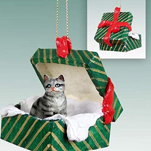 Gato atigrado Caja de Regalo Adorno de navidad plata Braco – Precioso.