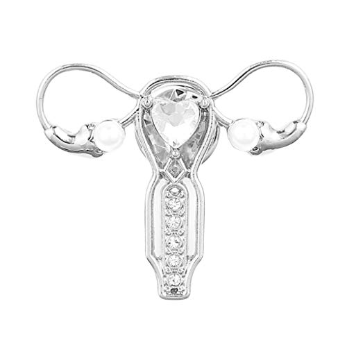 junengSO Broche de Mujer Pin Insignias, Personalidad Órgano del Cuerpo Femenino Utero Uvario Cristal Perla Broche Pin para ginecólogo Doctores Enfermera Regalos Joyas