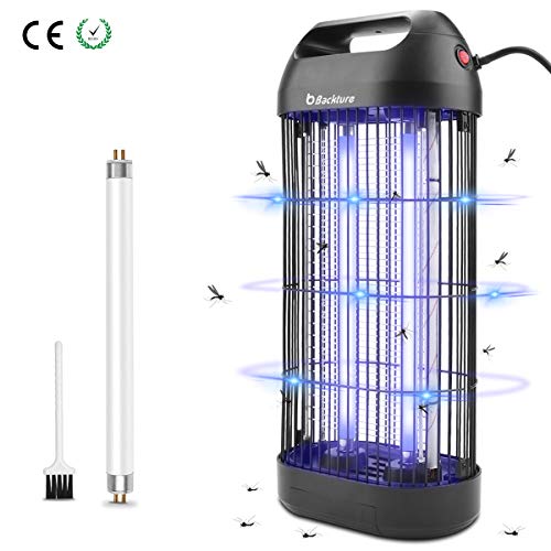 BACKTURE Lámpara Antimosquitos Electrico, 18W UV Lámpara Anti Mosquitos Interior con Caja de Recogida, Tubo de Repuesto y Cepillo Limpio, para Mata Mosquitos, Insectos, Polillas, Moscas, Efecto 40㎡