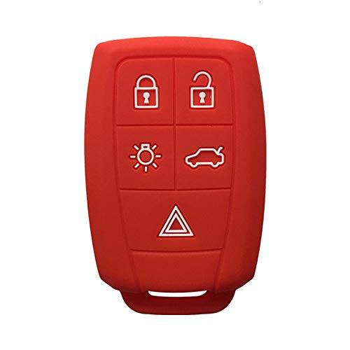 Funda de Llave de Coche, Funda de Llave de Coche de Gel de sílice, Cubierta de Llave de Coche, Apta para Volvo Xc90 V50 S40 C70 S60 D5 C30, Rojo