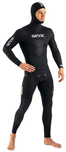 Seac Black Shark, Traje de Pesca Sub y Apnea de Neopreno 5 mm, Dos Piezas, Interior en Espacio para Hombre, Hombre, 0010362250145A, Negro, 3XL