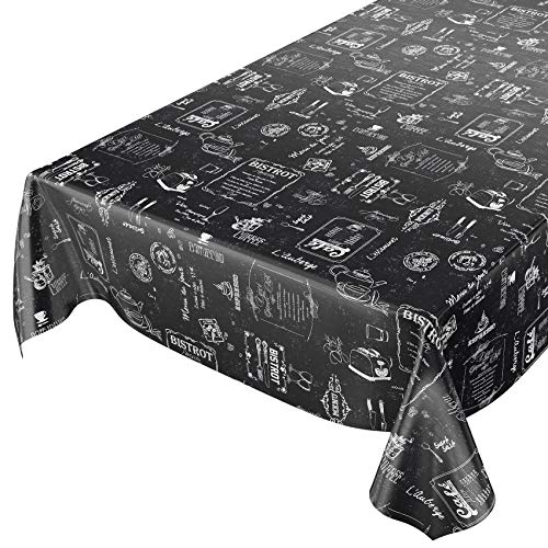 Anro - Mantel de Hule, Lavable, diseño Retro, 100 x 140 cm, Color Negro