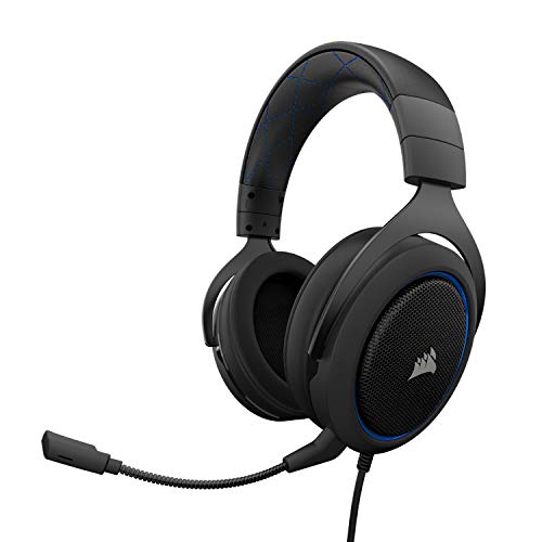 Corsair HS50 Stereo - Auriculares gaming con micrófono desmontable (para PC/PS4/Xbox/Switch/móvil), Azul