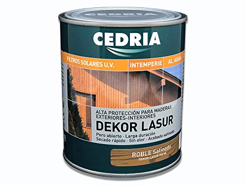 Lasur protector madera exterior al agua Cedria Dekor Lasur 750 ml (Roble)
