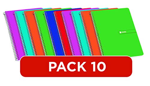 Cuadernos 4º(A5) Enri. Pack de 10 unidades. Tapa blanda. Cuadrícula 4x4. Colores aleatorios.