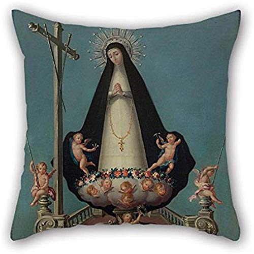 Fundas de cojines de pintura al óleo Campeche, Jos ?? - Virgen de la soledad, del convento de los nimos de la victoria para silla padre dibujo sala navidad adolescentes niñas cm (dos si