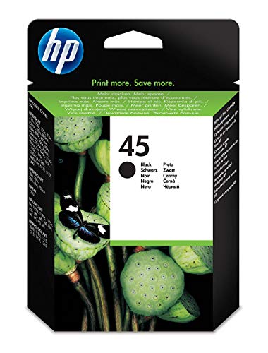 HP 45 51645AE,Cartucho de Tinta Original, Negro, compatible con impresoras de inyección de tinta HP Deskjet 710c, 720c, 815c, 850c, 930, 980cXi, 1180c, 1215; Officejet T45, T65, G55M