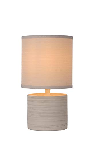 Lucide greasby – Lámpara de mesa – Diámetro 14 cm – gris, cerámica, crema, E14 40 wattsW 230 voltsV