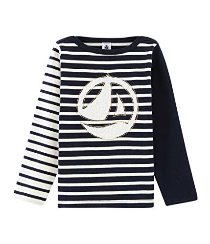 Petit Bateau Marinière_4972501 Camisa Manga Larga, Multicolor (Marshmallow/Smoking 01), 116 (Talla del Fabricante: 6años/116centimeters) para Niños