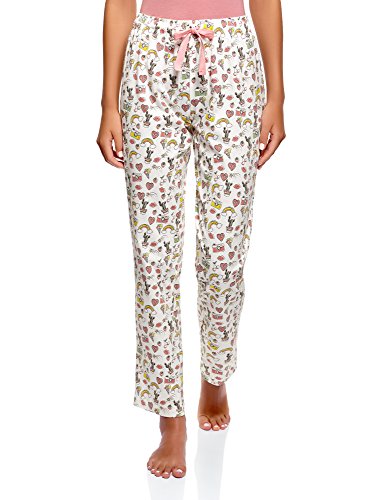 oodji Ultra Mujer Pantalones Estampados de Estar por Casa, Multicolor, ES 36 / XS