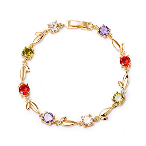 YAZILIND Chapado en Oro Pulsera Exquisita Brillante Cubic Zirconia joyería para Las Mujeres niñas Regalo (Colorido)