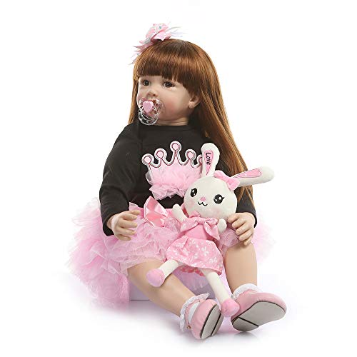 Binxing Toys 24 pulgadas/60cm Reborn Toddler niña -Cuerpo de Tela ponderada Realista muñecas de bebé renacidas Tamaño Real Ver