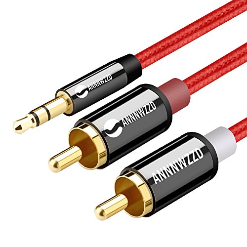 Cable Audio RCA,Jack 3,5mm Macho a 2RCA Macho Nylon Trenzado Estéreo Cable,para el Smartphone, Sistema HiFi,iPod, Smart TV, Reproductor MP3, Tablet, PC al Amplificador, Sistema Estéreo y etc (3M)